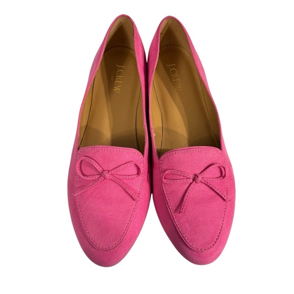 J. Crew Women’s Pink Bow Loafers Flats Shoes Slip On Size 9 Synthetic Suede - Picture 8 of 12
